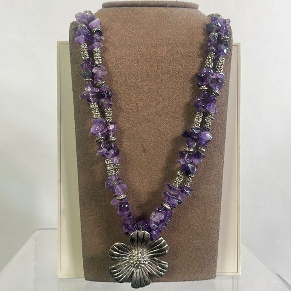 Amethyst Color Nuggets Necklace